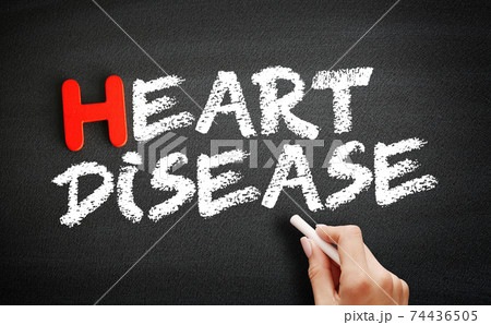 Hand writing Heart Disease on blackboard, health concept 74436505