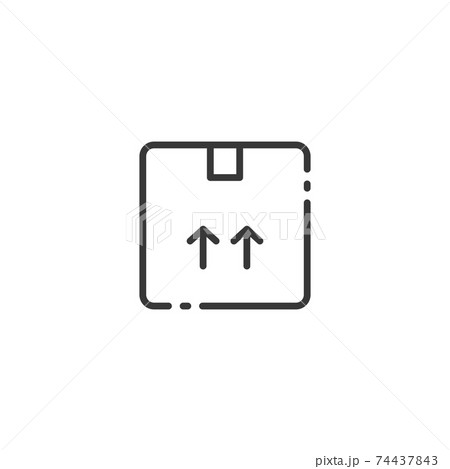 Product package thin line icon. Shipping and delivery box. Outline commerce vector 74437843