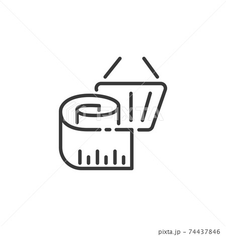 Measuring meter and shopping basket thin line icon. Product dimensions. Outline commerce vector illustration 74437846