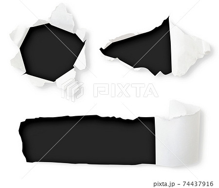 Set of holes in paper of different shapes isolated 74437916