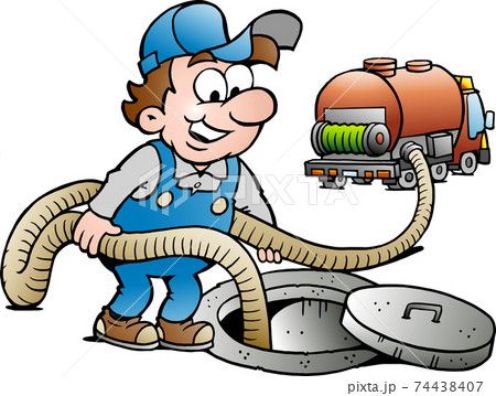 Vector Cartoon illustration of a Happy Sewer Master 74438407
