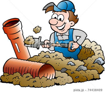 Vector Cartoon illustration of a Happy Sewer Master Handyman 74438409