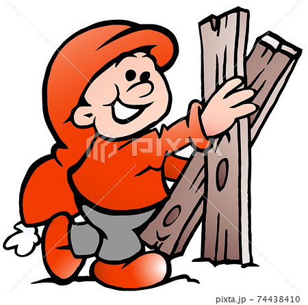 Vector Cartoon illustration of an happy Christmas Elf 74438410
