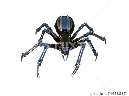 Titel: Mechanical spider, high resolution image, Pose2, isolated on white background. 3d rendering, 3d illustration. 74438837