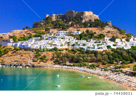 Rhodes island - famous for historic landmarks and beautiful beaches.Greece Rhodes island - famous for historic landmarks and beautiful beaches.Greece 74439031