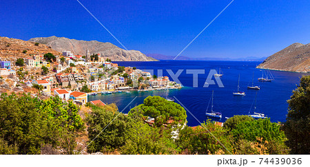 Symi - beautiful colorful island of Greece, Dodecanesse Symi - beautiful colorful island of Greece, Dodecanesse 74439036