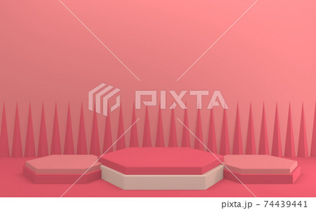 Valentine pink podium minimal design product scene. 3d rendering 74439441