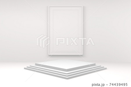 White style, Podium minimal geometric. 3D rendering 74439495