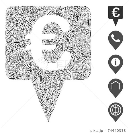 Hatch Collage Euro Map Pointer Icon Hatch Collage Euro Map Pointer Icon 74440358