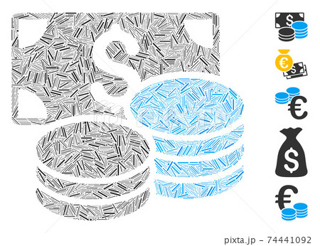 Line Collage Cash Icon Line Collage Cash Icon 74441092