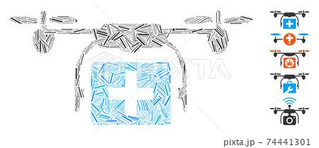 Line Collage Ambulance Drone Icon Line Collage Ambulance Drone Icon 74441301