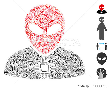 Line Mosaic Alien Cyborg Icon 74441306