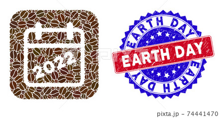 Bicolor Earth Day Distress Stamp with Coffee Grain Stencil Mosaic 2022 Calendar Page Bicolor Earth Day Distress Stamp with Coffee Grain Stencil Mosaic 2022 Calendar Page 74441470