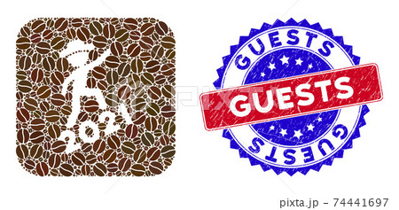 Bicolor Guests Distress Seal Stamp with Coffee Beans Inverted Mosaic Gentleman Climbing 2021 74441697