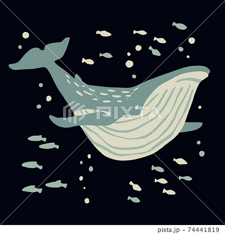 Whale in the sea. Ocean animal in trendy flat style. 74441819