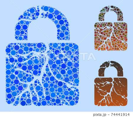 Rounded Dot Rust Lock Icon Collage 74441914