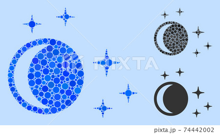 Round Dot Night Icon Collage Round Dot Night Icon Collage 74442002