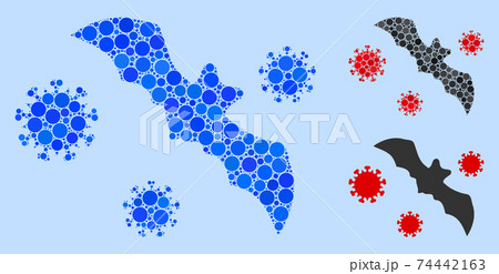 Rounded Dot Bat Virus Icon Mosaic 74442163