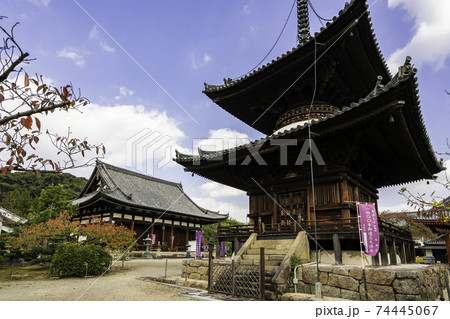 叡福寺　宝塔と金堂　大阪府南河内郡太子町 74445067