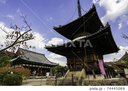 叡福寺　宝塔と金堂　大阪府南河内郡太子町 74445069
