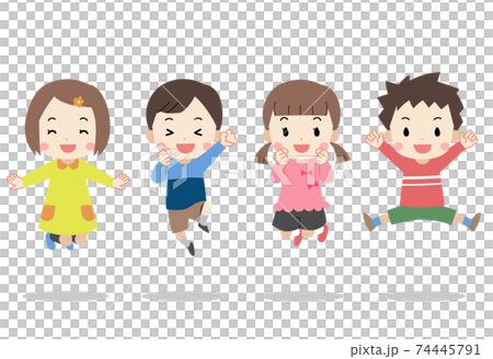 Smiley children jumping without main line - Stock Illustration ...