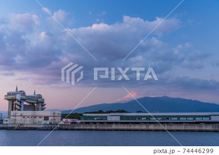 （静岡県）我入道から望む、沼津魚市場・びゅうお・富士山　夕景 74446299