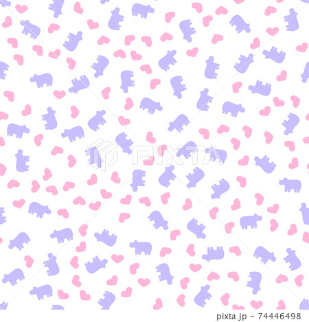 Vector Seamless Pattern With Cute Hippos Ana のイラスト素材