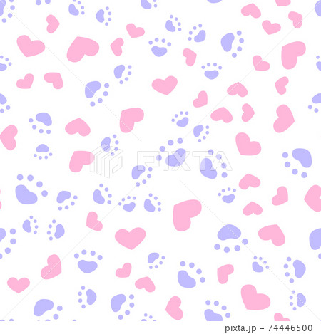 Animal paws and hearts seamless pattern pastel colors. Vector drawing Animal paws and hearts seamless pattern pastel colors. Vector drawing 74446500