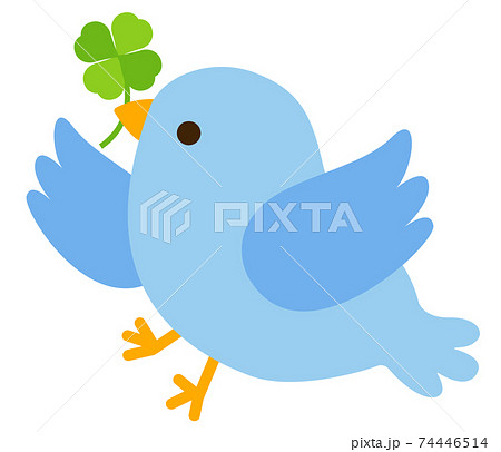 Flying Blue Bird And Clover Stock Illustration