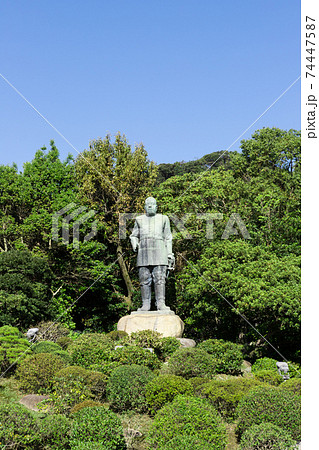 明治維新の三傑西郷隆盛銅像 鹿児島県鹿児島市の写真素材