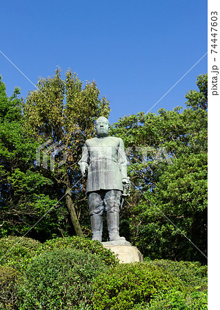 明治維新の三傑西郷隆盛銅像 鹿児島県鹿児島市の写真素材