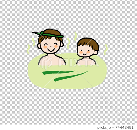 Illustration of a child entering the iris bath 74448491