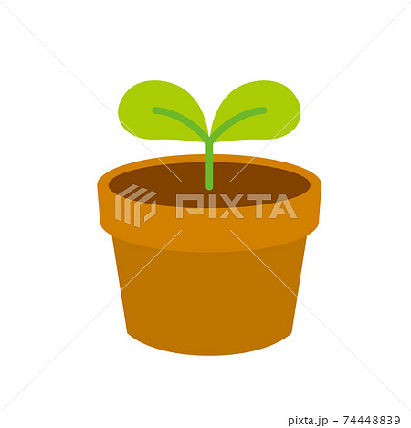 植木鉢から可愛い新芽が生えているイラスト 双葉 植物のイラスト素材 7444