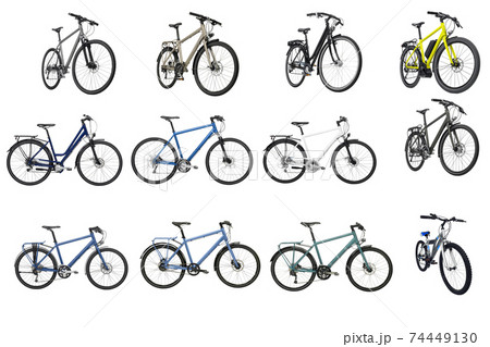 bike isolated on white background, set of twelve Bicycle 74449130