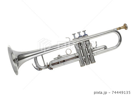 a classical wind musical instrument trumpet cornet isolated on white background 74449135