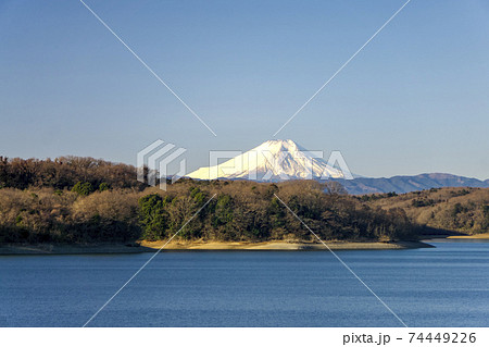 冬の狭山湖から見る富士山 冬の狭山湖から見る富士山 74449226