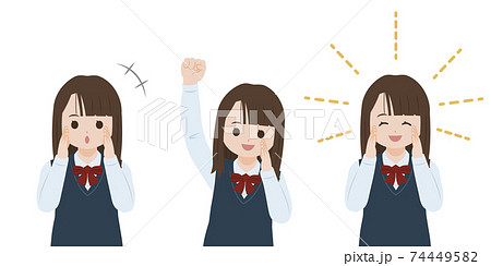 学生 女子生徒 美少女 応援 声援 ポーズ 上半身 イラスト素材のイラスト素材