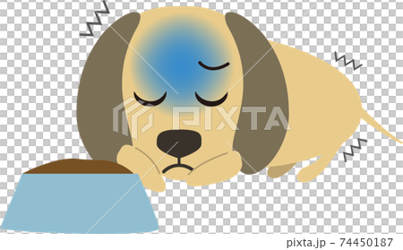 食欲不振な可愛いミニチュアダックスフンドのイラスト素材