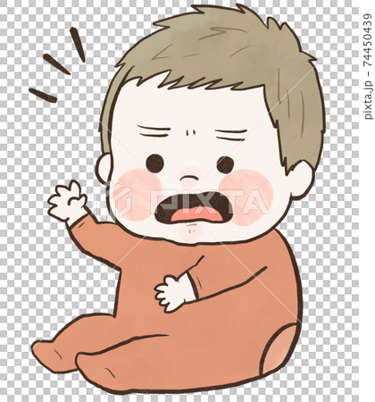 怒って手をあげる手書きの赤ちゃんのイラスト素材
