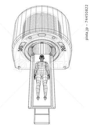 Female Patient Lying on a CT or MRI Scan. Vector Female Patient Lying on a CT or MRI Scan. Vector 74450822