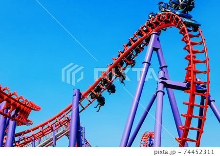 rollercoaster track and the blue sky 74452311