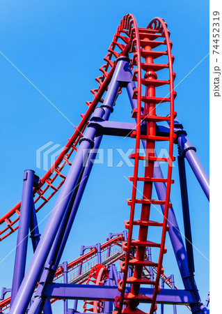 rollercoaster track and the blue sky rollercoaster track and the blue sky 74452319