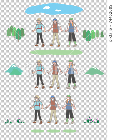 可以單獨使用的一群高級婦女散步,徒步和遠足的插圖 可以單獨使用的一群高級婦女散步,徒步和遠足的插圖 74452685