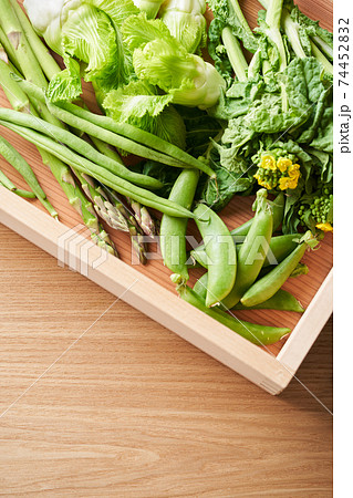 木箱に盛られた青野菜 木箱に盛られた青野菜 74452832