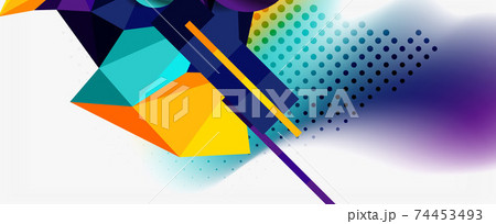 Trendy 3d geometric composition, design template for business or technology presentation, internet poster or web brochure cover 74453493