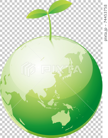新芽が生えている地球のイメージイラストのイラスト素材