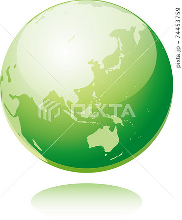 反射している緑色の地球のイメージイラストのイラスト素材
