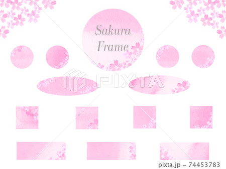 水彩で描いた桜柄のフレームセット 水彩で描いた桜柄のフレームセット 74453783