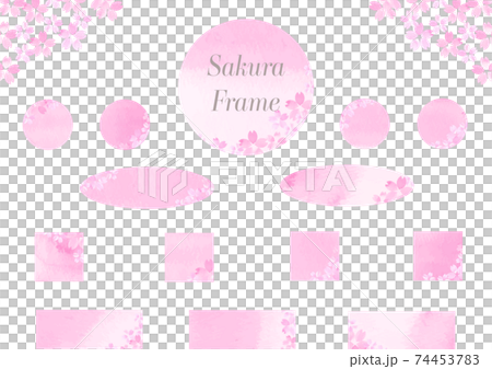 水彩で描いた桜柄のフレームセット 水彩で描いた桜柄のフレームセット 74453783