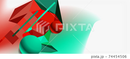 Trendy 3d geometric composition, design template for business or technology presentation, internet poster or web brochure cover 74454506